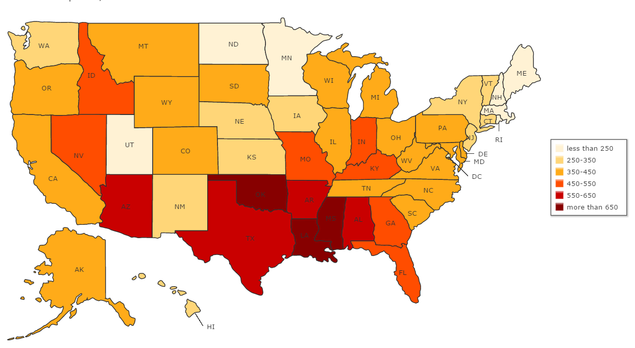 Top 10 States With High Incarceration Rates